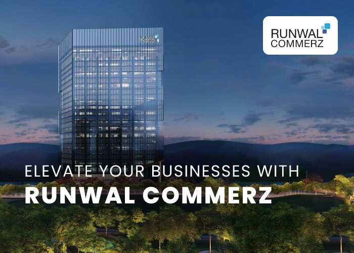 Modern commercial office tower representing Runwal Commerz