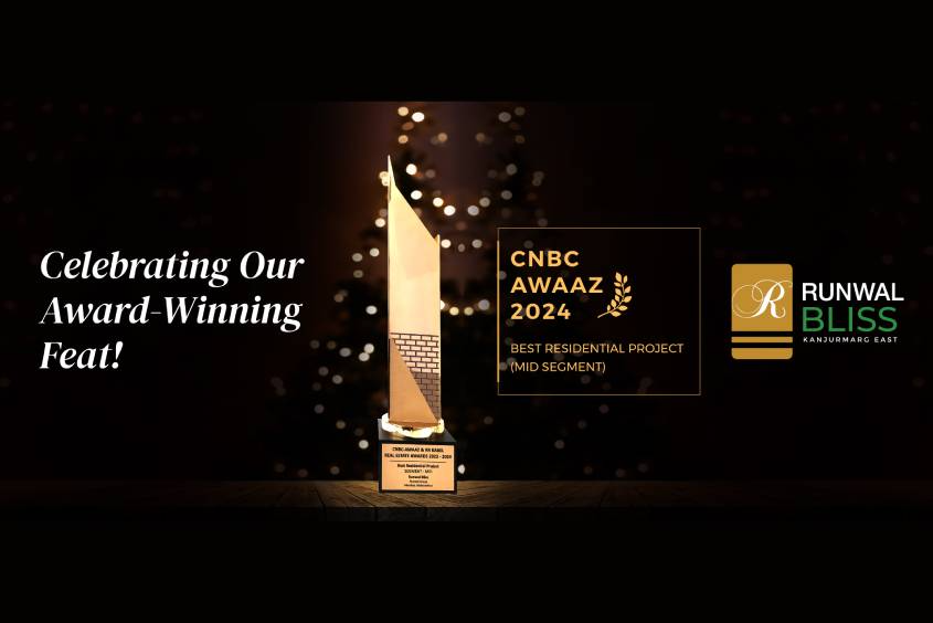 Runwal Bliss receiving CNBC Awaaz 2024 award for best residential project